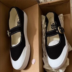 Vans Black and White Mary Jane Sneakers